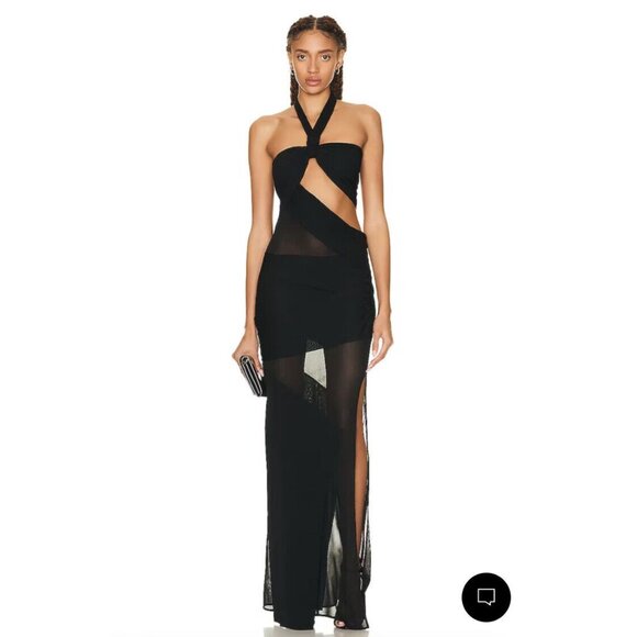 TOM FORD Transparent Cut Out Halter Neck Evening Dress Black - Picture 3 of 14